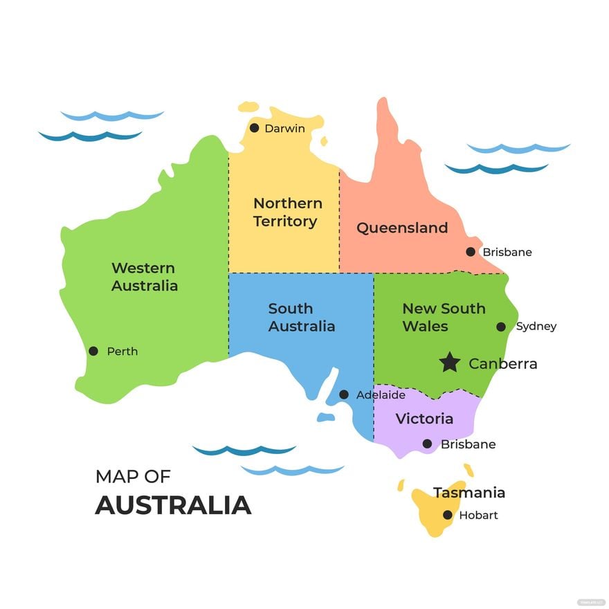 Multicolor Australia Map Vector in Illustrator, EPS, SVG, JPG, PNG