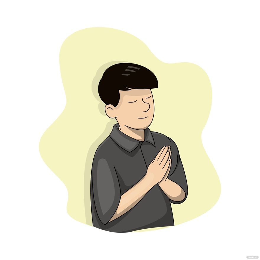 Cartoon Praying Vector in Illustrator, EPS, SVG, JPG, PNG
