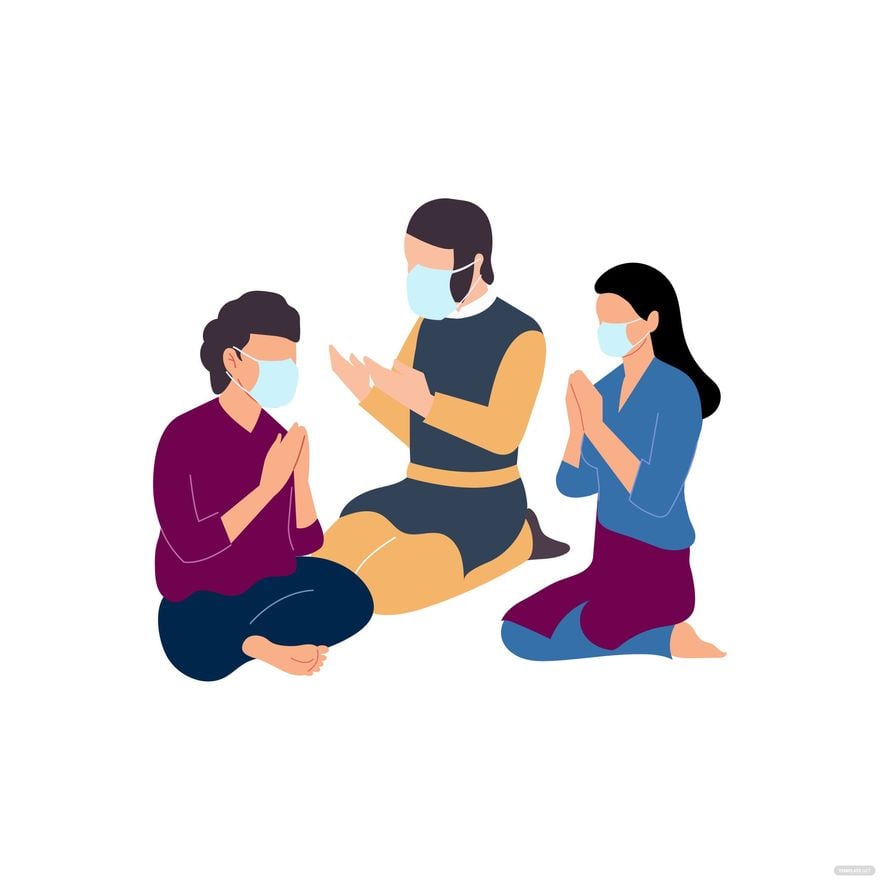 Praying With Mask Vector in Illustrator, EPS, SVG, JPG, PNG