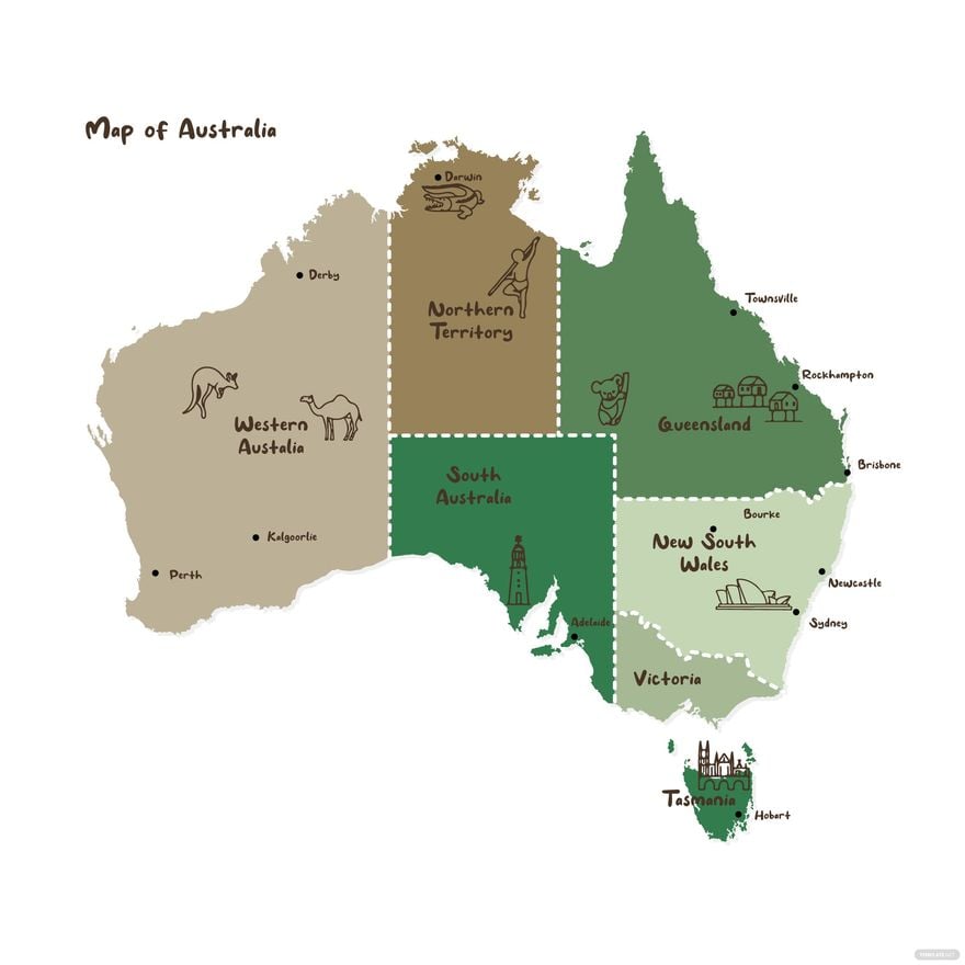 Free Australia Territory Map Vector in Illustrator, EPS, SVG, JPG, PNG