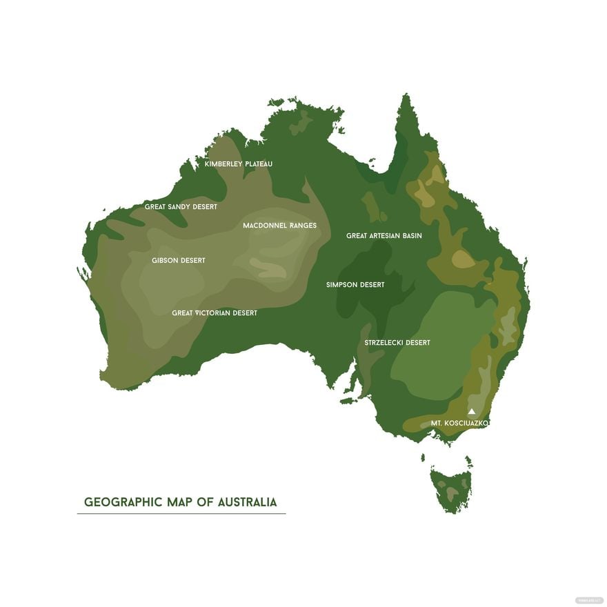 Australia Geographic Map Vector in Illustrator, EPS, SVG, JPG, PNG