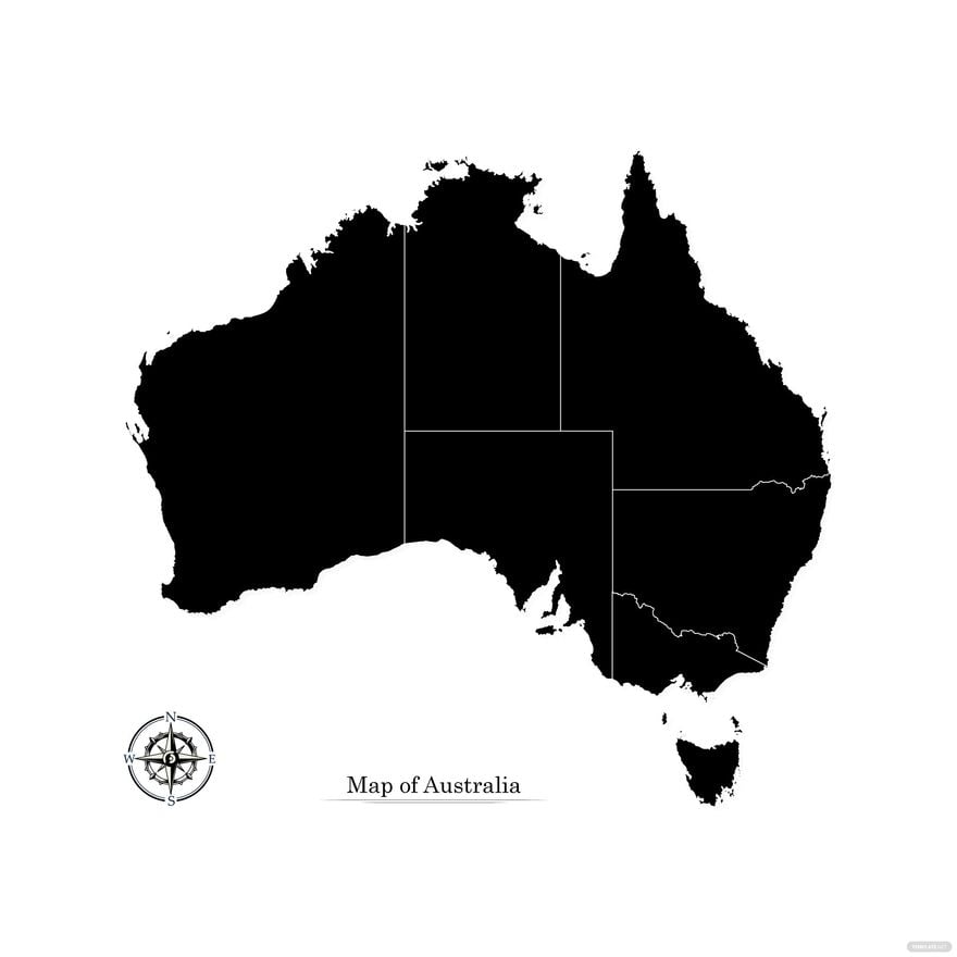 Black Australia Map Vector
