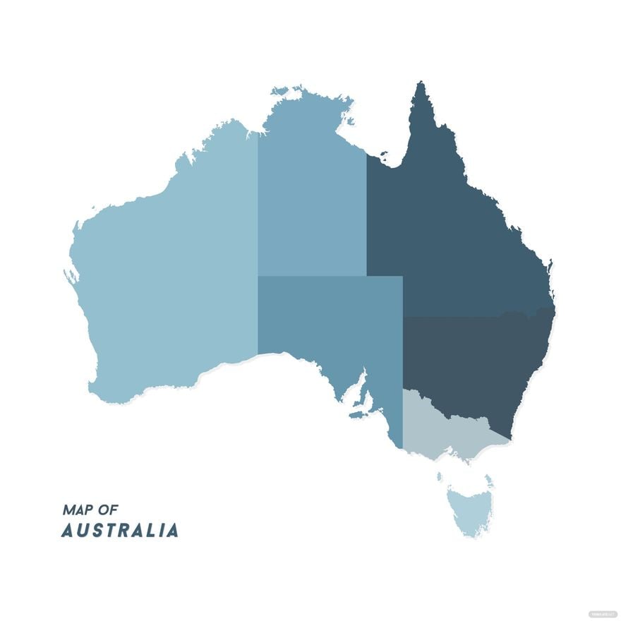 Blue Australia Map Vector in Illustrator, EPS, SVG, JPG, PNG