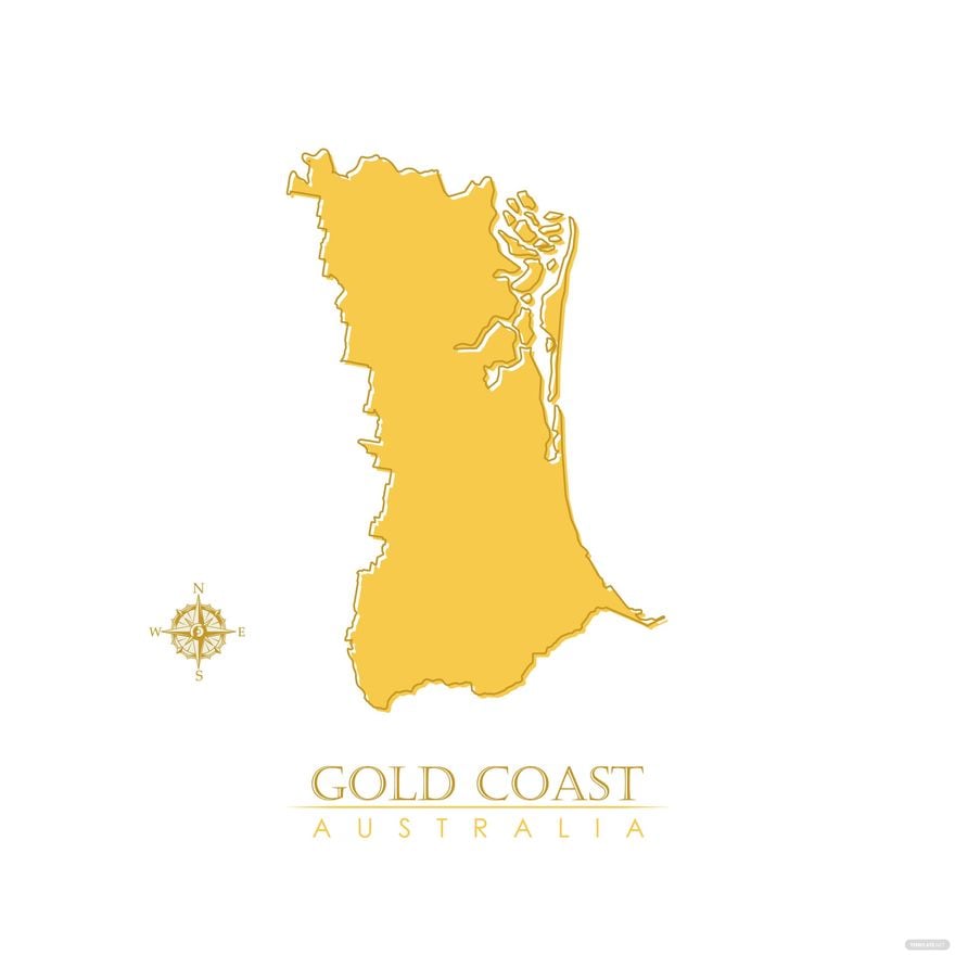 Gold Coast Australia Map Vector in Illustrator, EPS, SVG, JPG, PNG