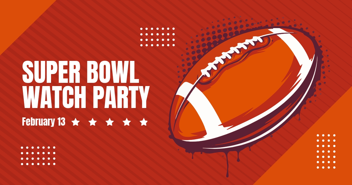 Free Super Bowl Watch Party   Banner Template - Download in PNG, JPG