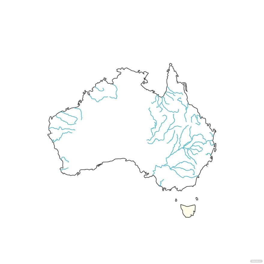 Australia Map With Rivers Vector in Illustrator, EPS, SVG, JPG, PNG