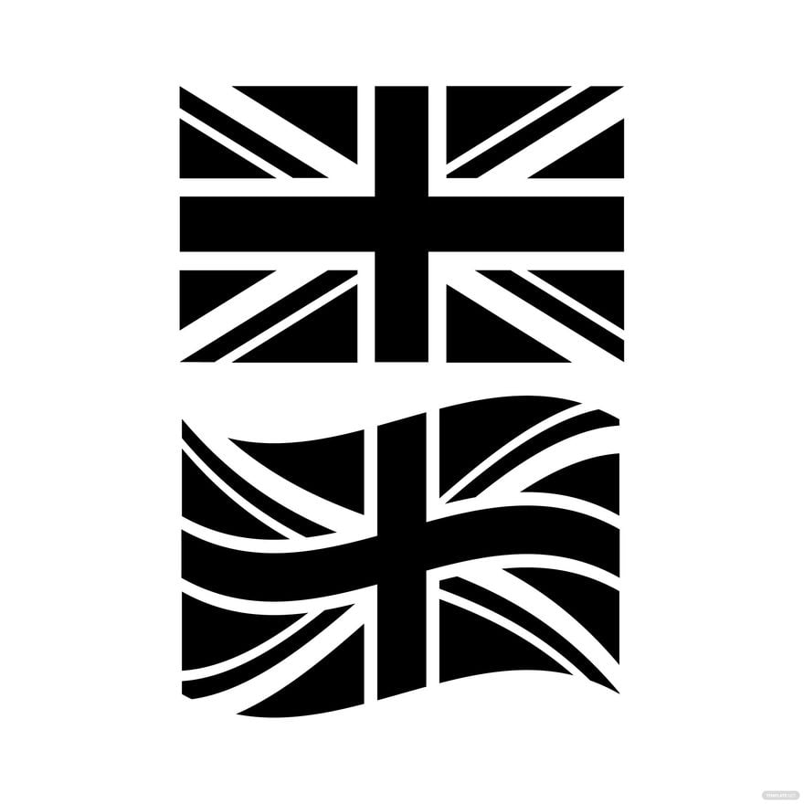 Black UK Flag Vector in Illustrator, EPS, SVG, JPG, PNG