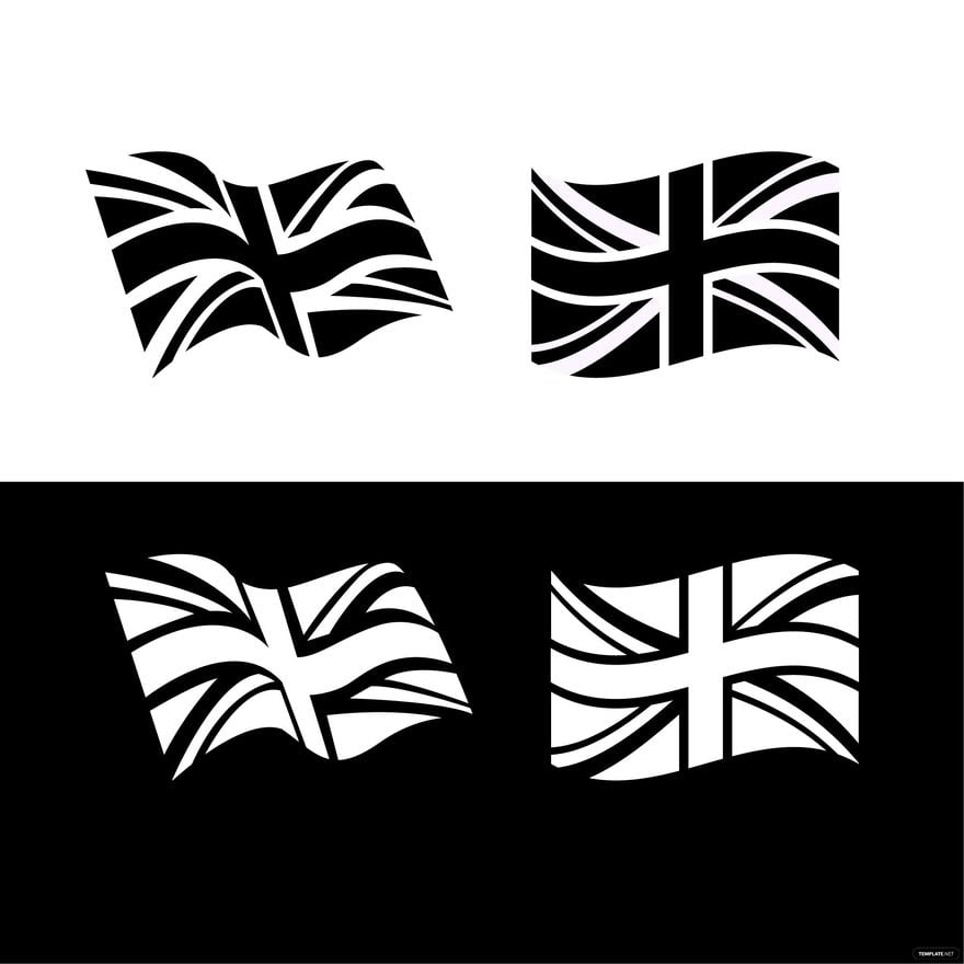 Black And White UK Flag Vector in Illustrator, EPS, SVG, JPG, PNG