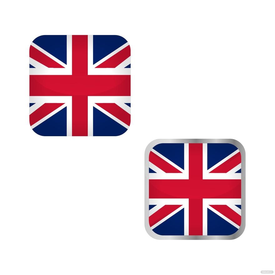 Free United Kingdom Flag Button Square Vector