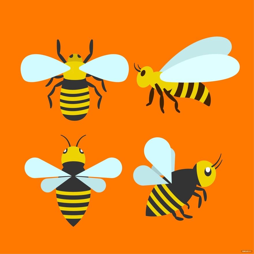 Free Flat Bee Vector in Illustrator, EPS, SVG, JPG, PNG