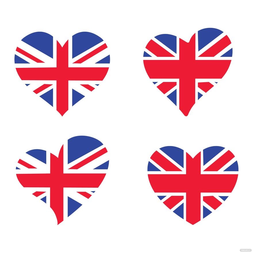 Heart United Kingdom Flag Vector