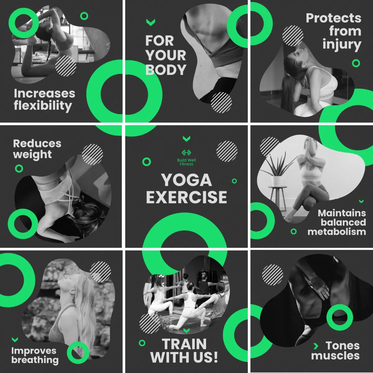 Free Yoga Exercise Puzzle Post, Instagram, Facebook Template to Edit Online