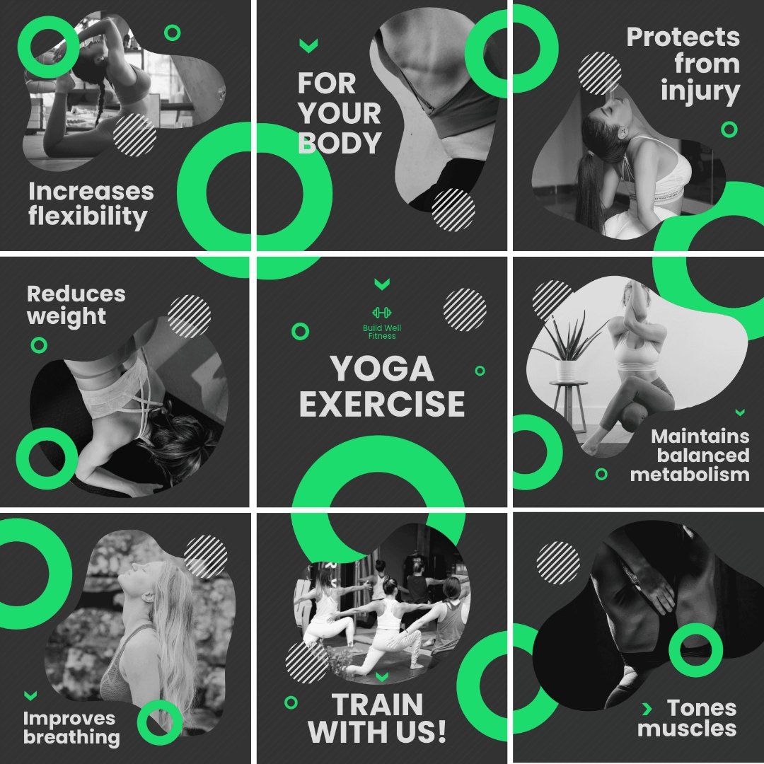 Yoga Exercise Puzzle Post, Instagram, Facebook Template