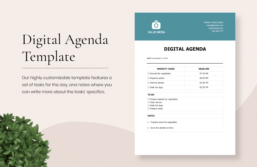Digital Agenda Template