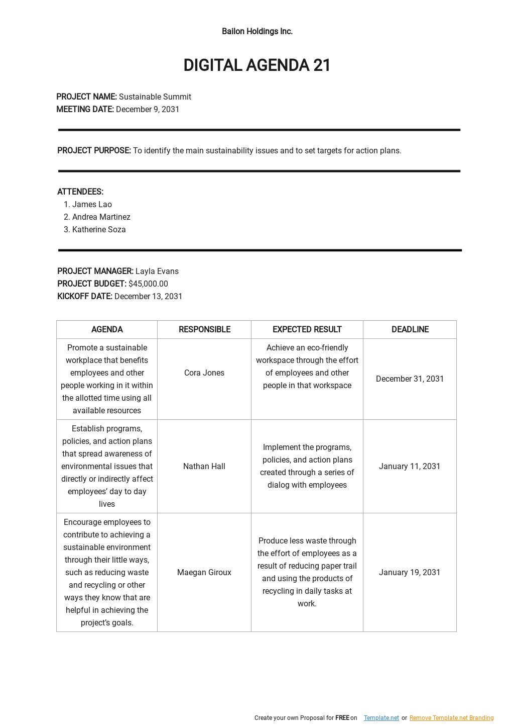 Digital Agenda 21 Template in Word, Google Docs, Apple Pages