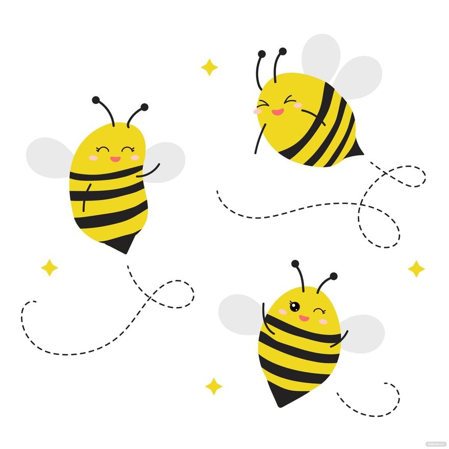 Cute Bee Vector in Illustrator, EPS, SVG, JPG, PNG