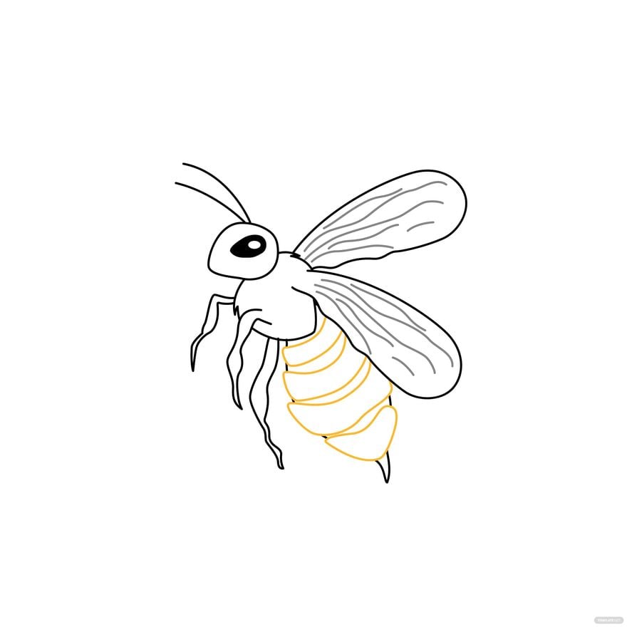 Bee Outline Vector in Illustrator, EPS, SVG, JPG, PNG