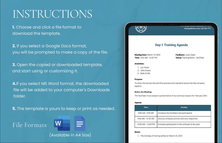 Training Agenda Template - Google Docs, Word, Apple Pages | Template.net