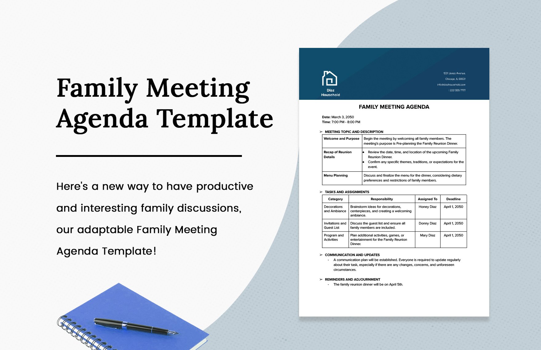 Family Meeting Agenda Template