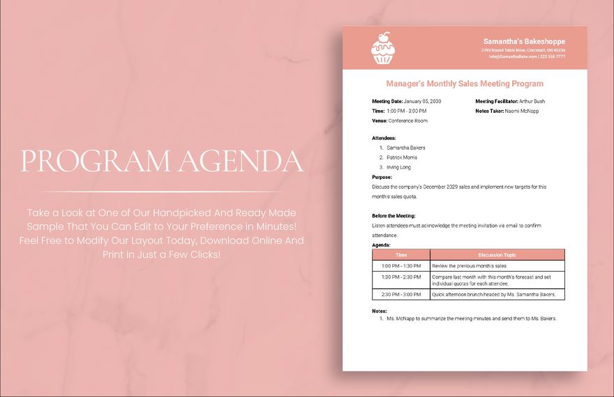 Program Agenda Template Google Docs, Word, Apple Pages