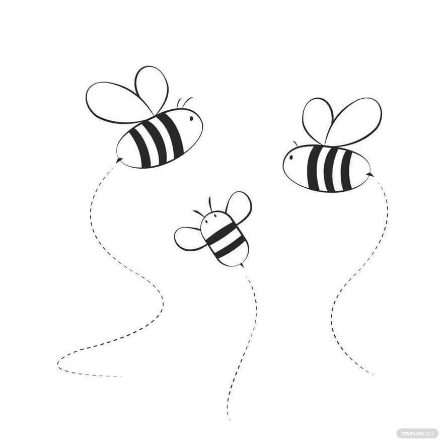 Black and White Bee Vector in Illustrator, EPS, SVG, JPG, PNG