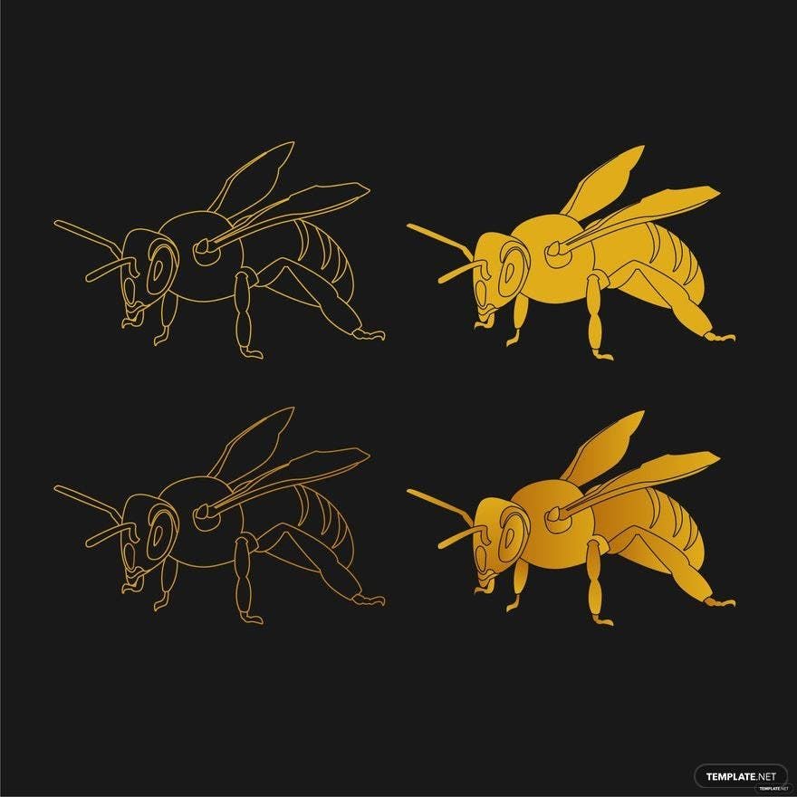Free Golden Bee Vector in Illustrator, EPS, SVG, JPG, PNG