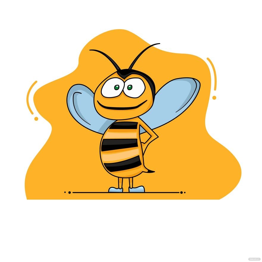 Free Yellow Cartoon Bee Vector in Illustrator, EPS, SVG, JPG, PNG