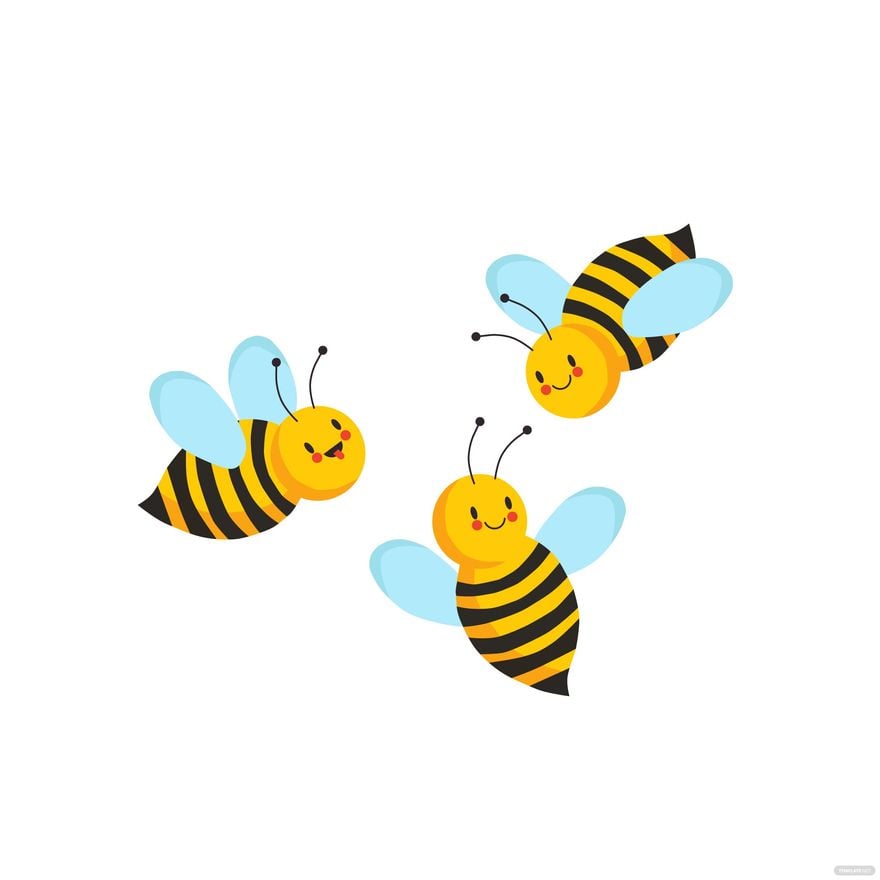 Happy Bee Vector in Illustrator, EPS, SVG, JPG, PNG