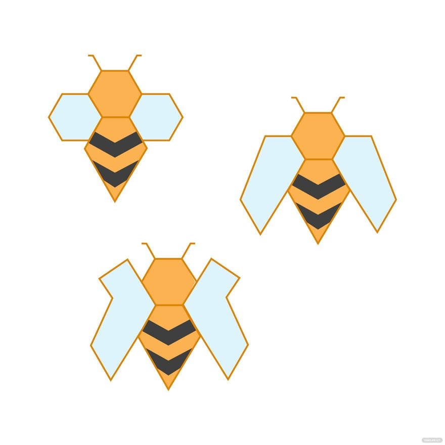 Geometric Bee Vector in Illustrator, EPS, SVG, JPG, PNG
