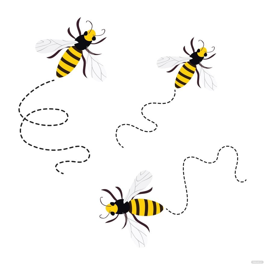 Flying Bee Vector in Illustrator, EPS, SVG, JPG, PNG