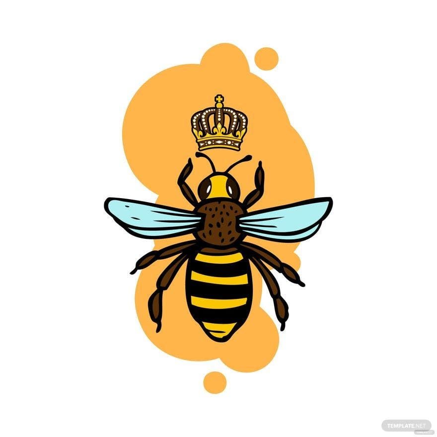 Queen Bee Vector in Illustrator, EPS, SVG, JPG, PNG
