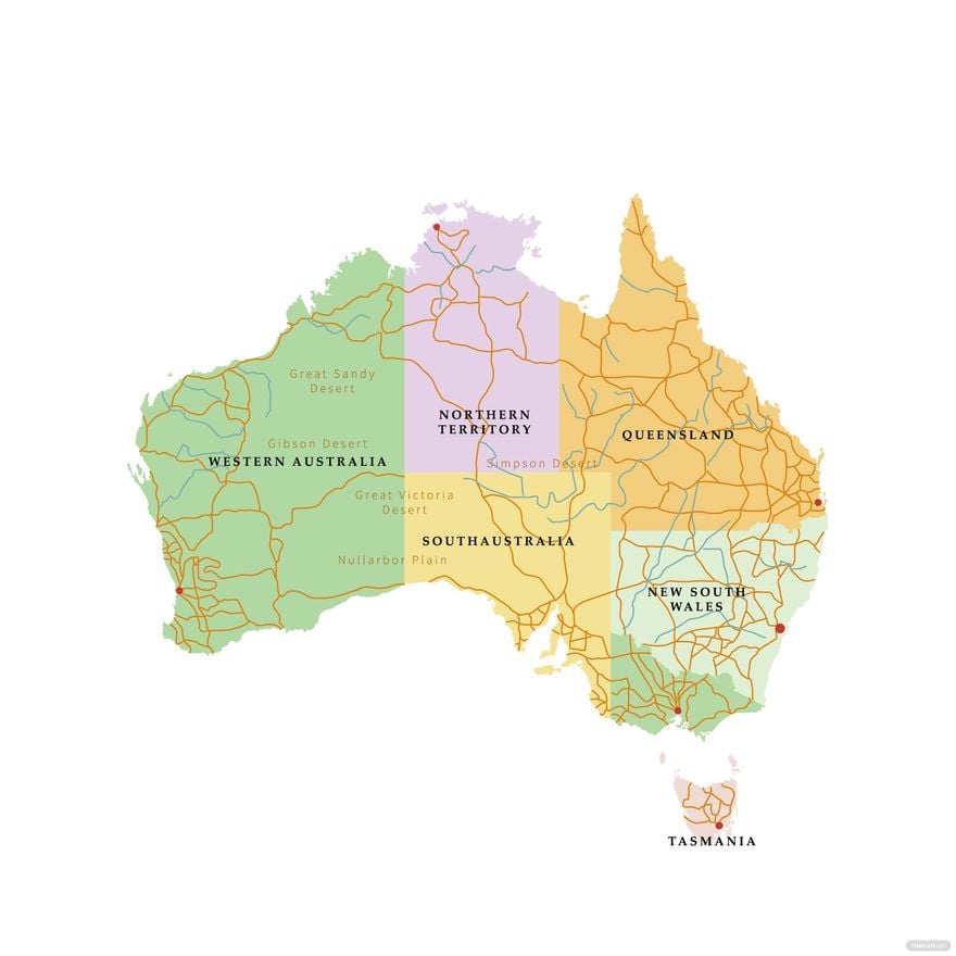 Detailed Australia Map Vector in Illustrator, EPS, SVG, JPG, PNG