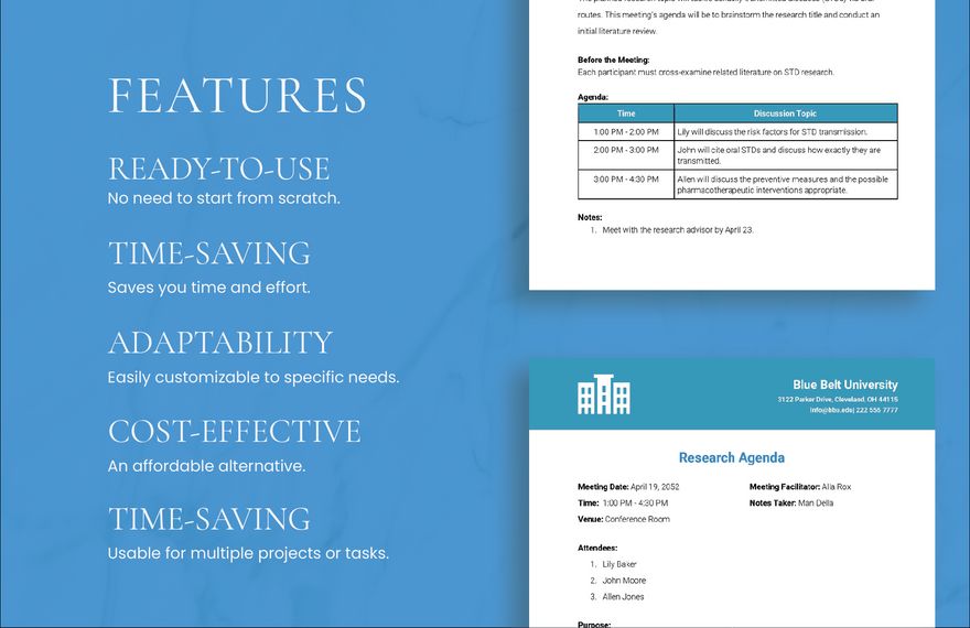 research calendar template