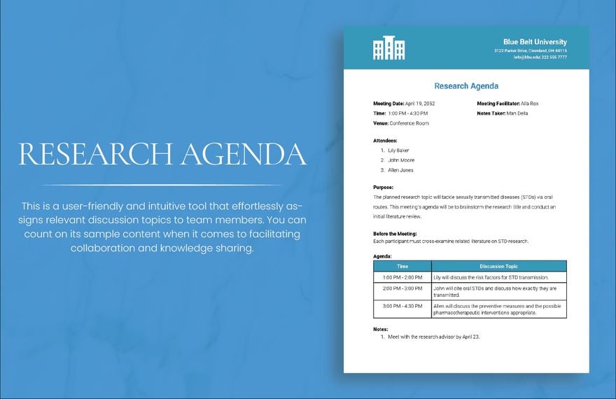 Research Agenda Template Google Docs Word Apple Pages Template net