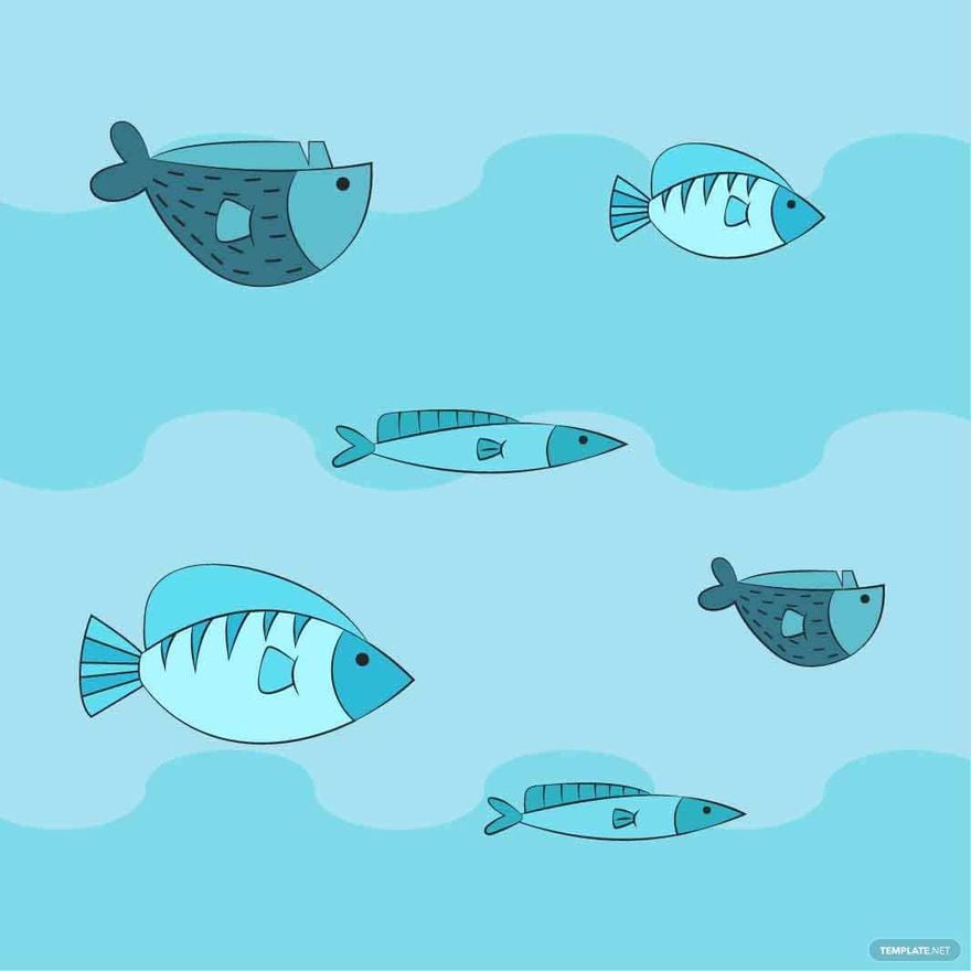 Blue Fish Vector in Illustrator, EPS, SVG, JPG, PNG