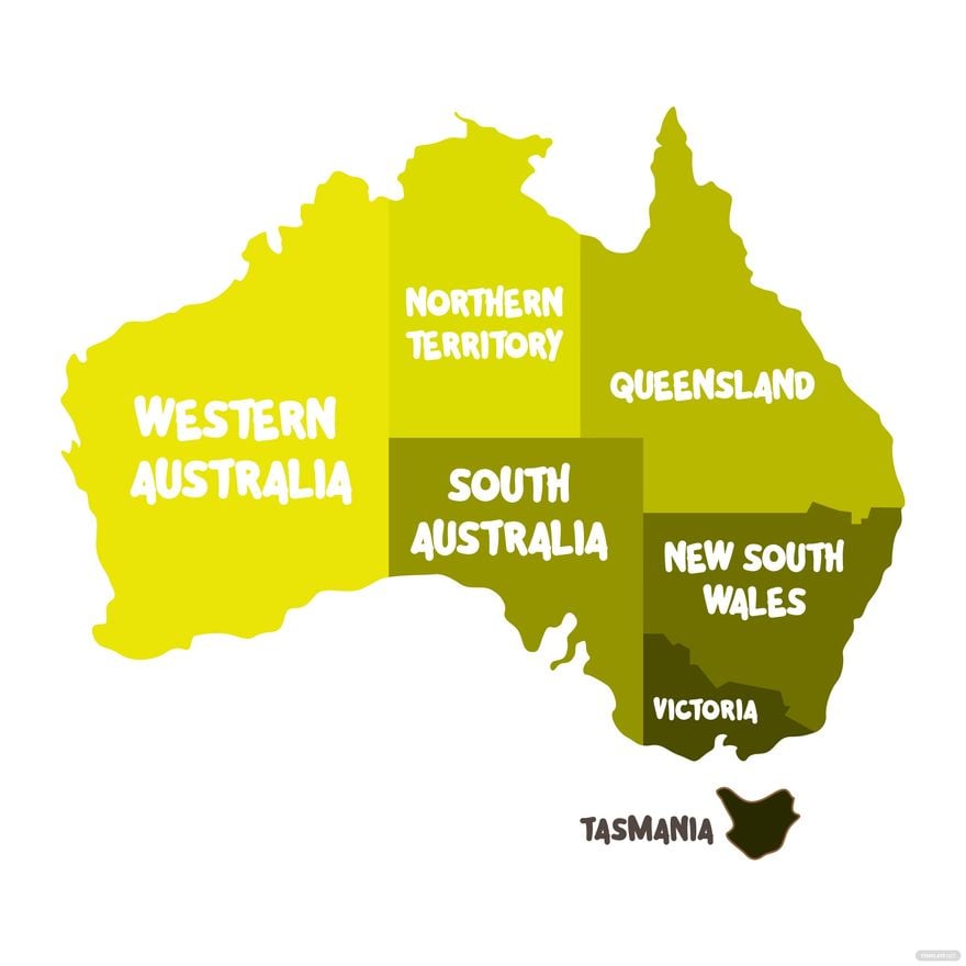 Australia Map Vector With States in Illustrator, EPS, SVG, JPG, PNG