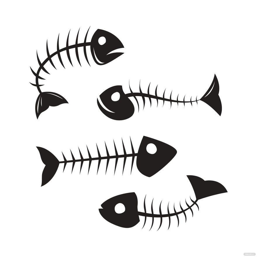 Fish Bone Vector in Illustrator, EPS, SVG, JPG, PNG