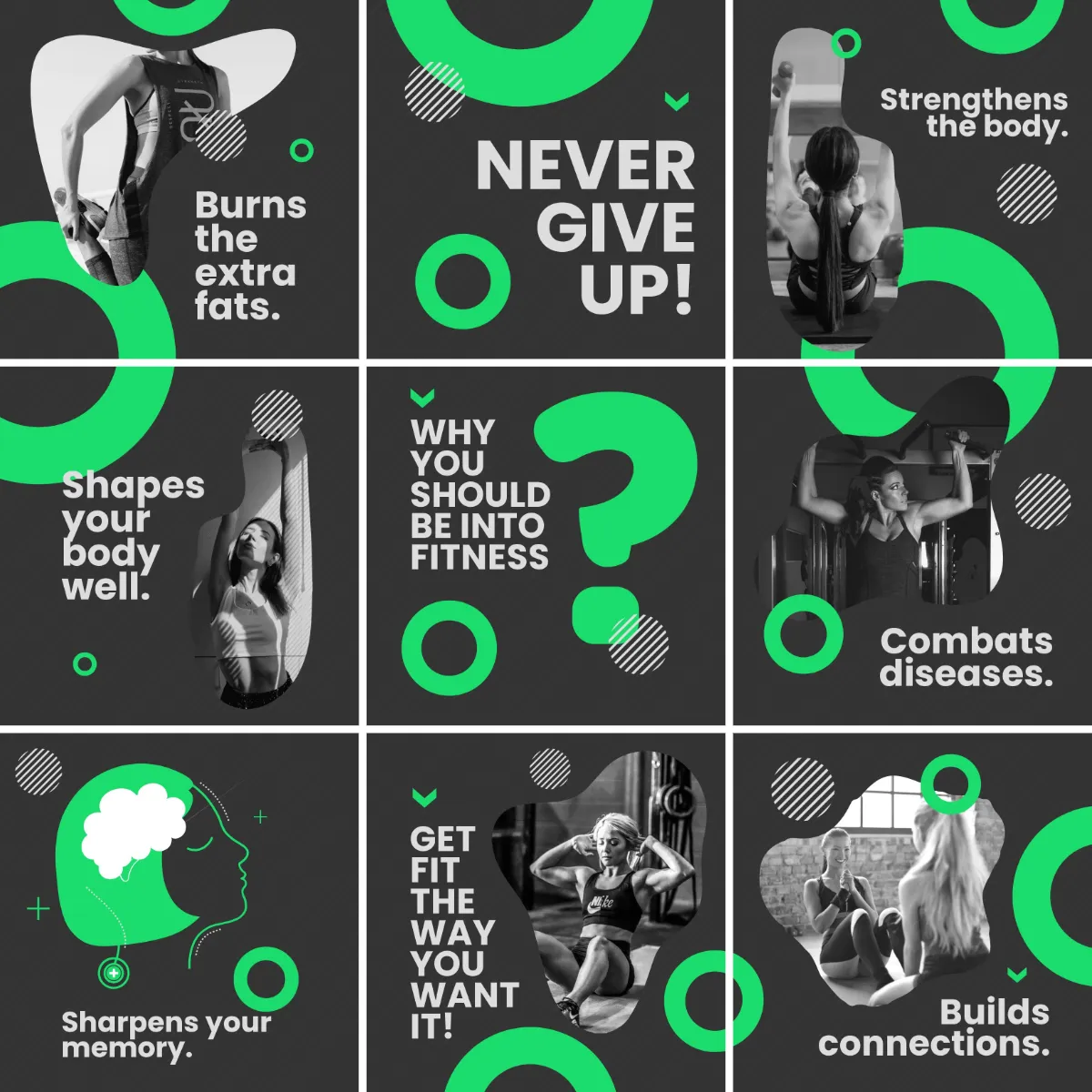 Free Fitness Puzzle Post, Instagram, Facebook Template to Edit Online