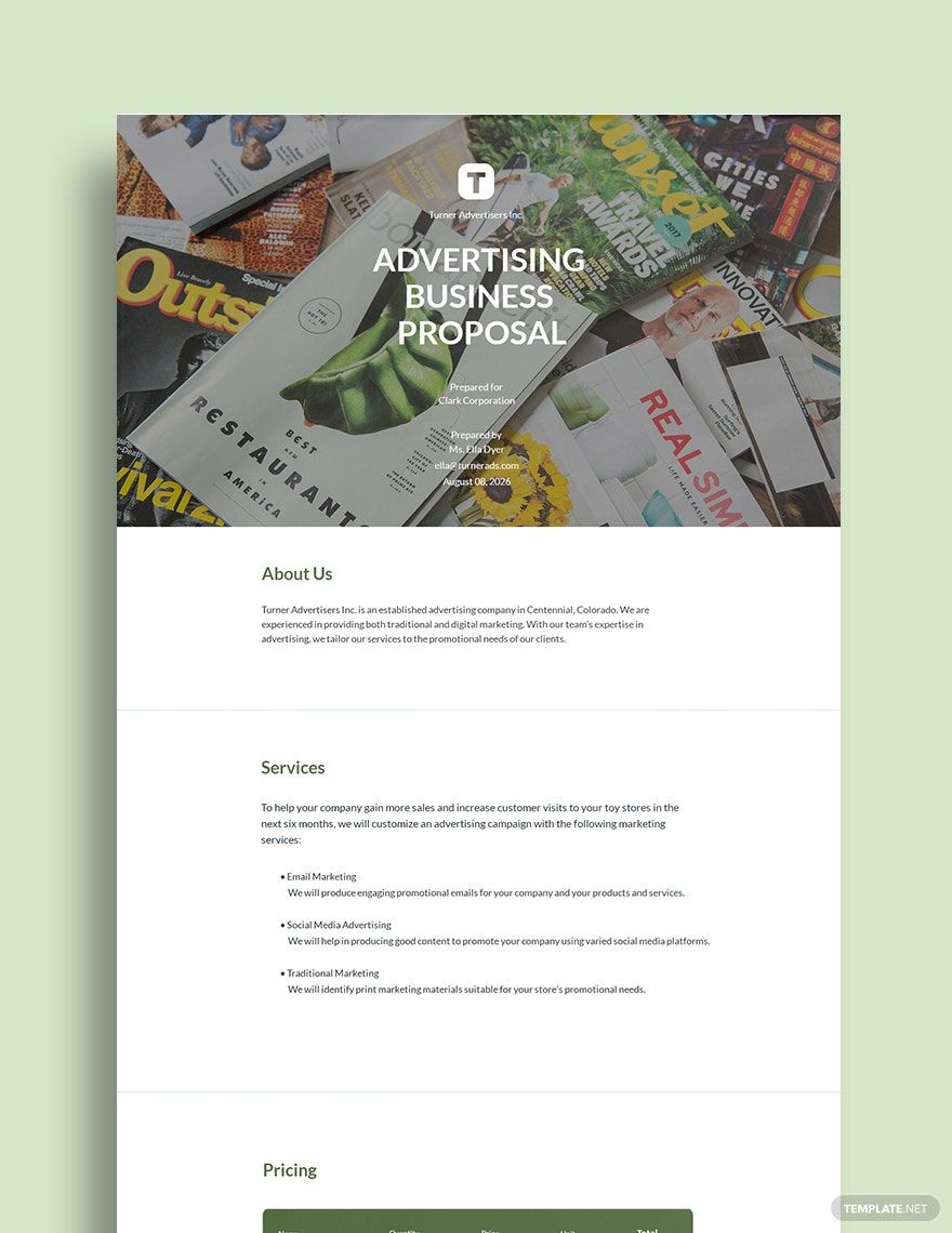 Advertising Business Proposal Template