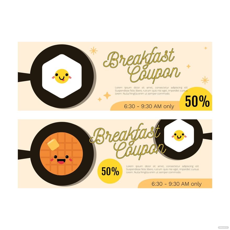 Breakfast Coupon Vector in Illustrator, EPS, SVG, JPG, PNG