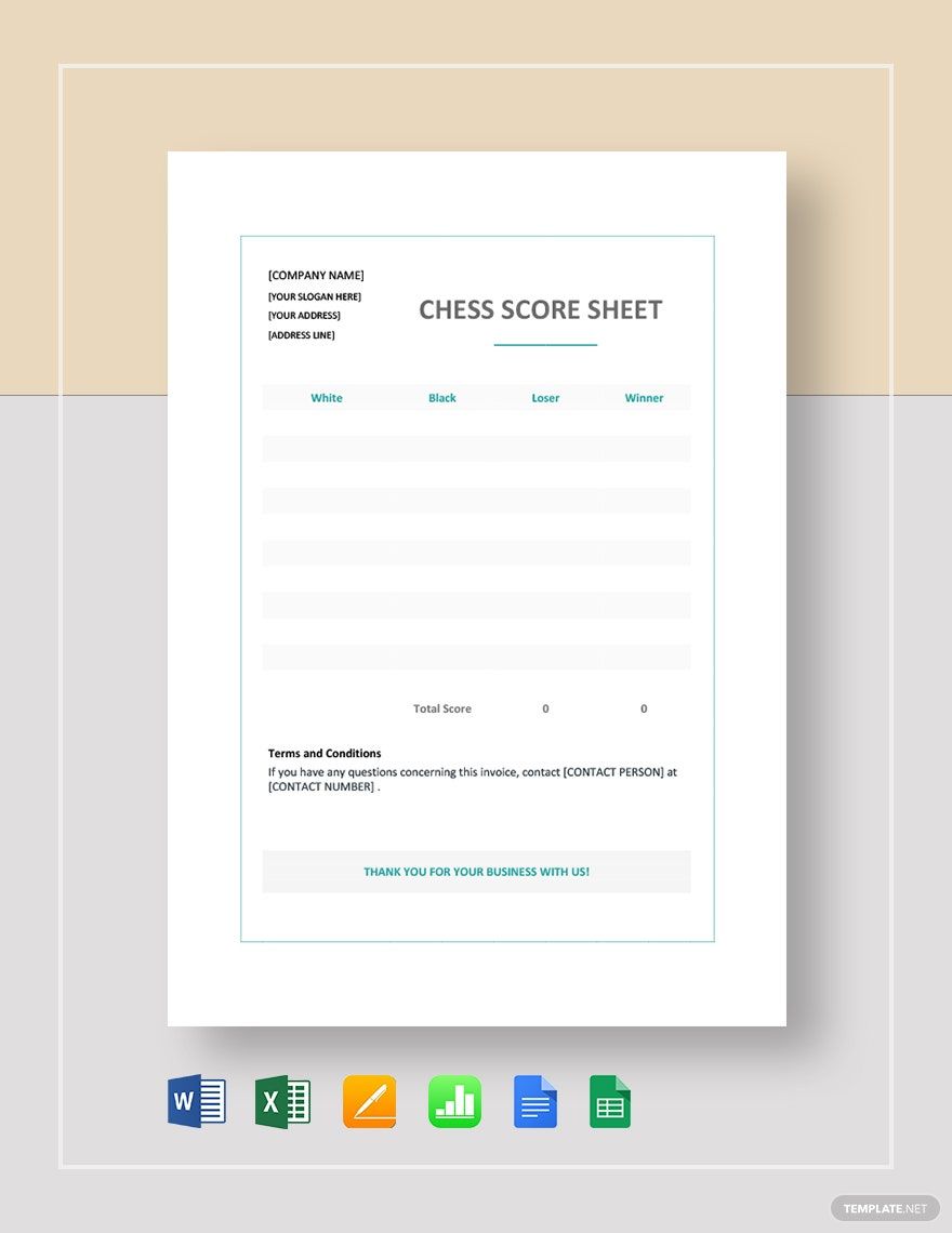 Chess Score Sheet Template