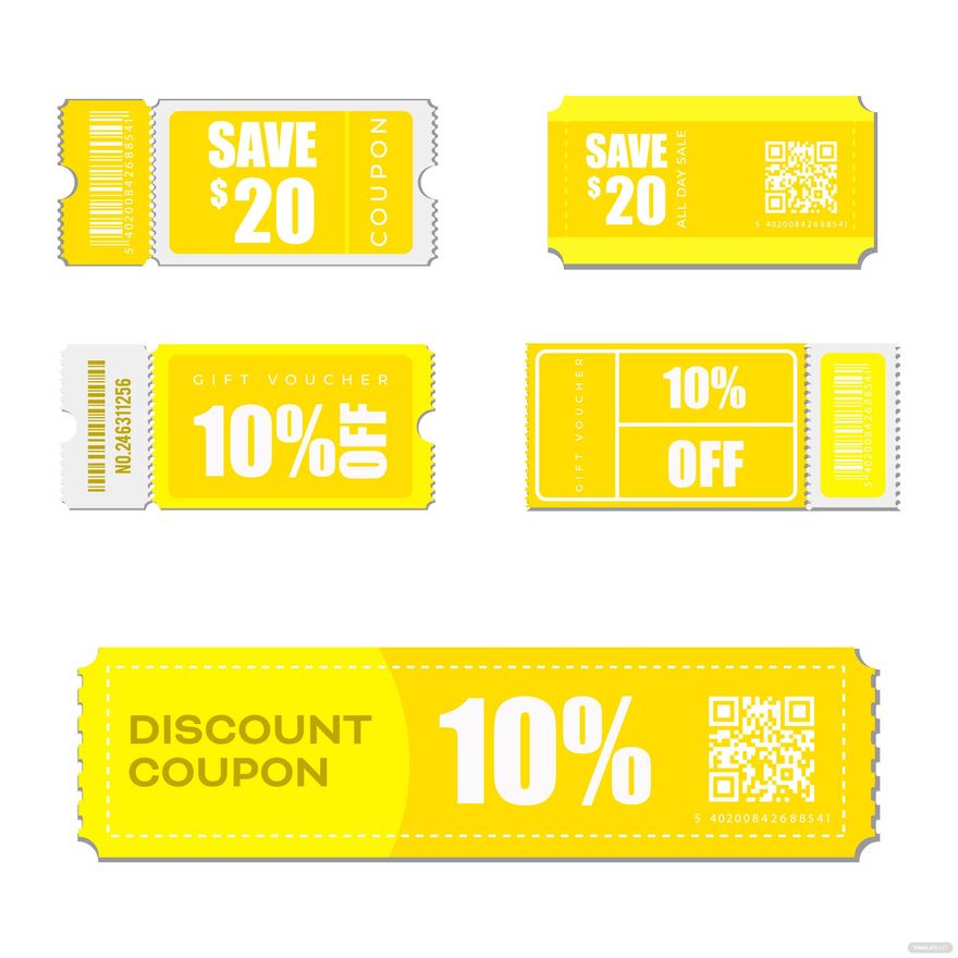 Free Yellow Coupon Vector EPS, Illustrator, JPG, PNG, SVG