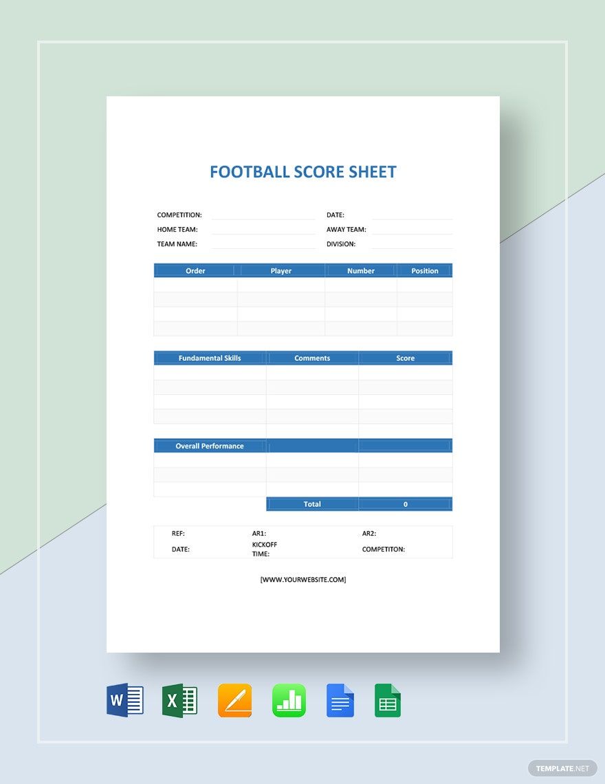 Football Score Sheet Template