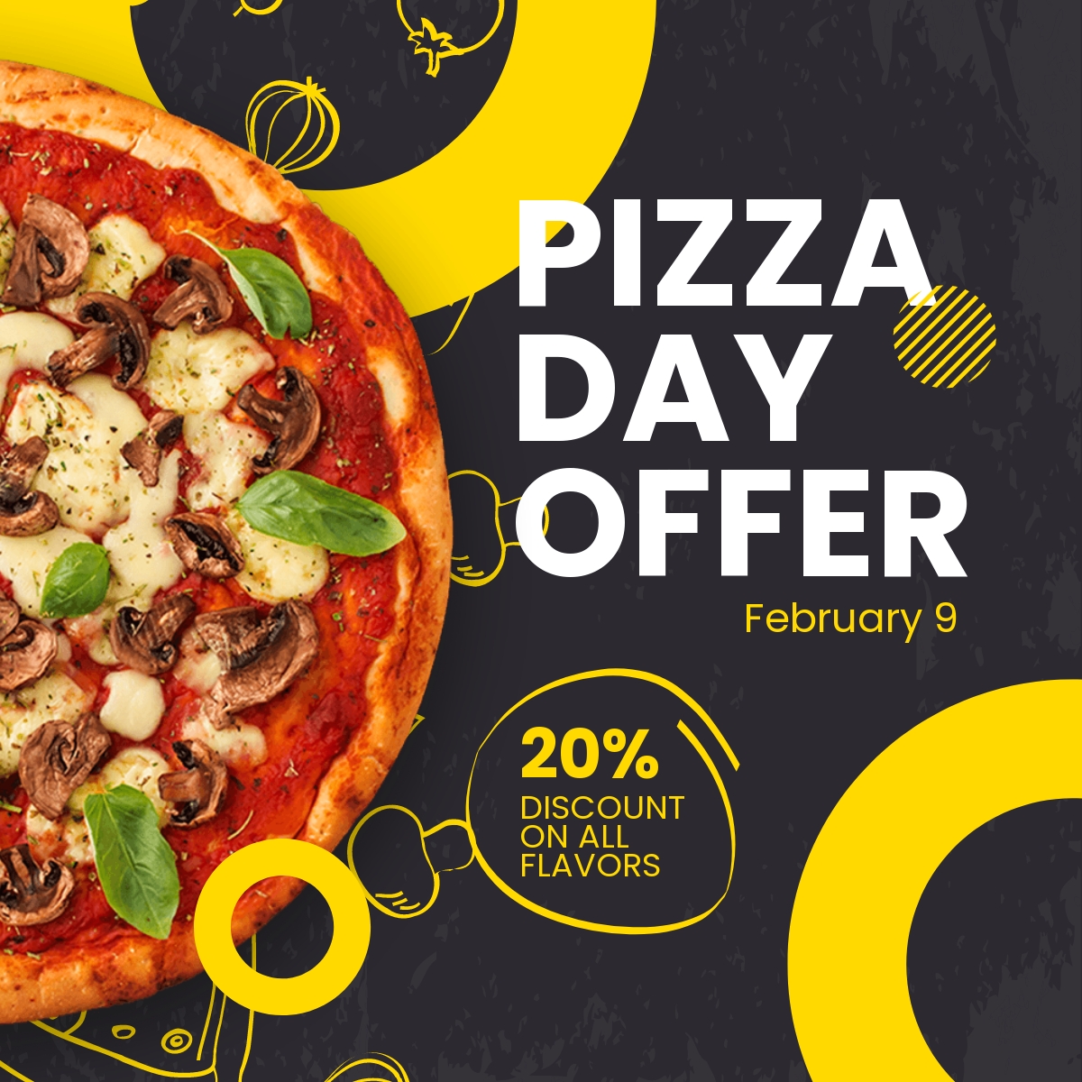 Free Pizza Day Offer Linkedin Post Template Download in PNG, JPG