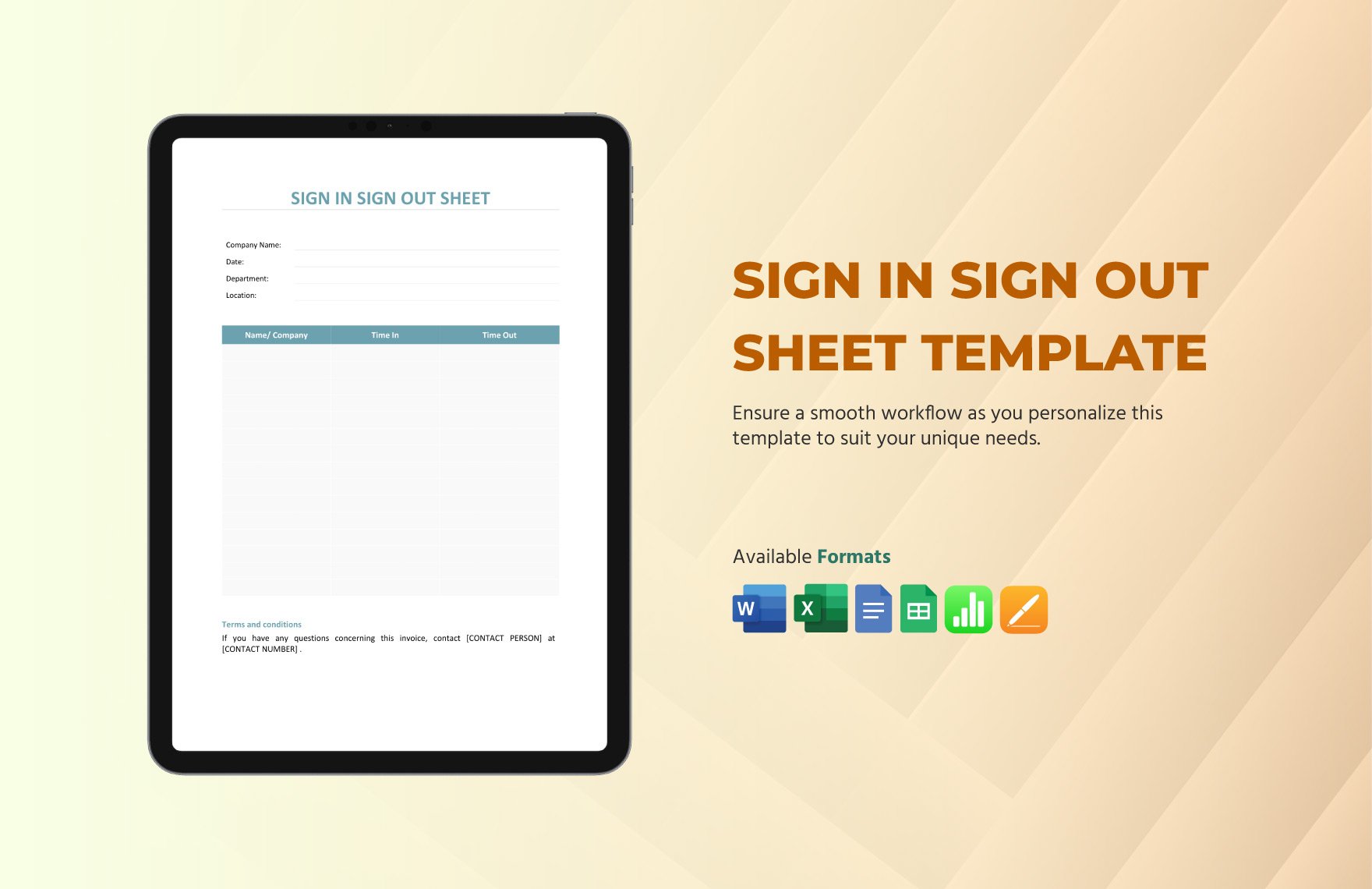 Sign In Sign Out Sheet Template