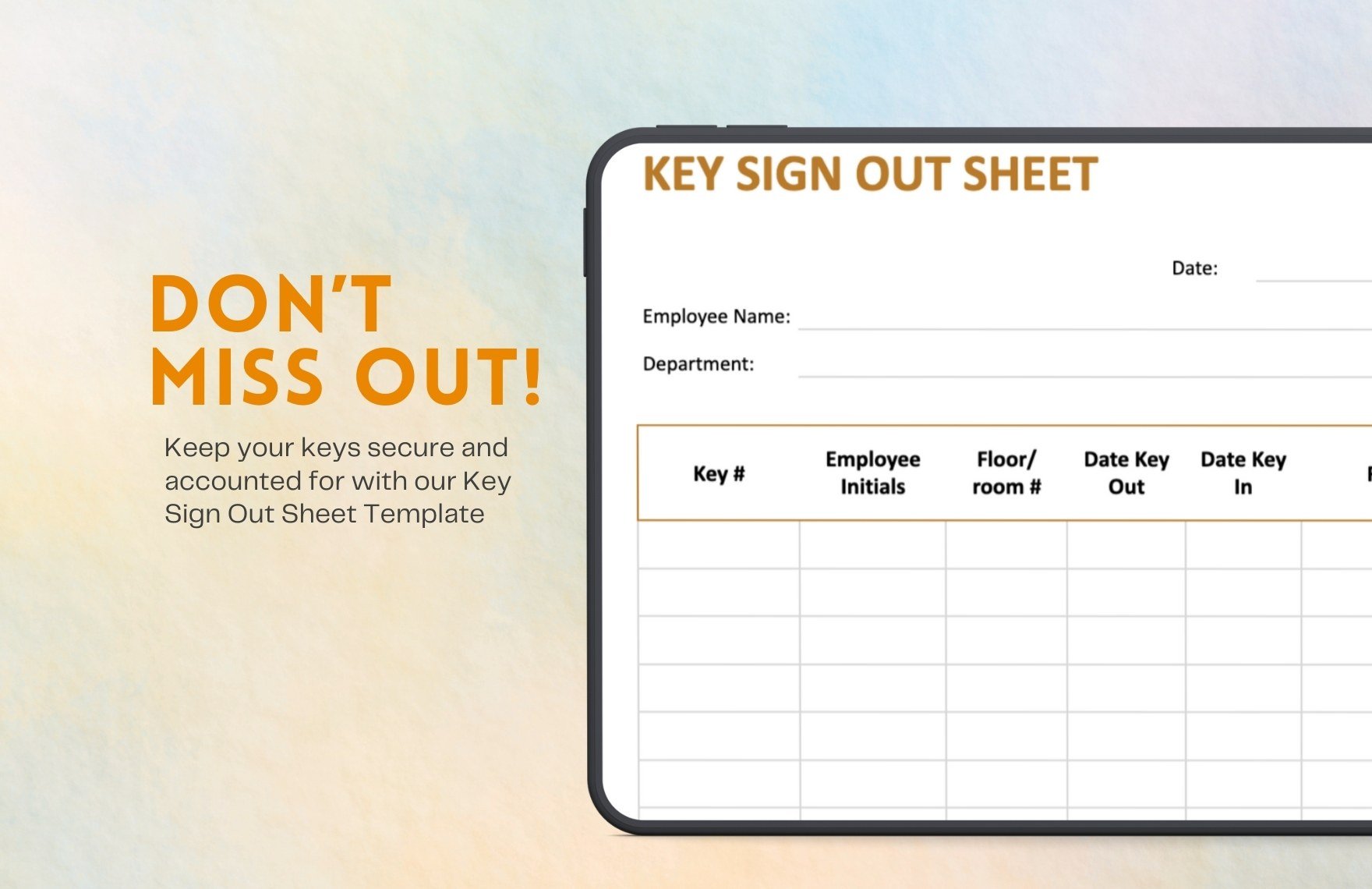Key Sign Out Sheet Template