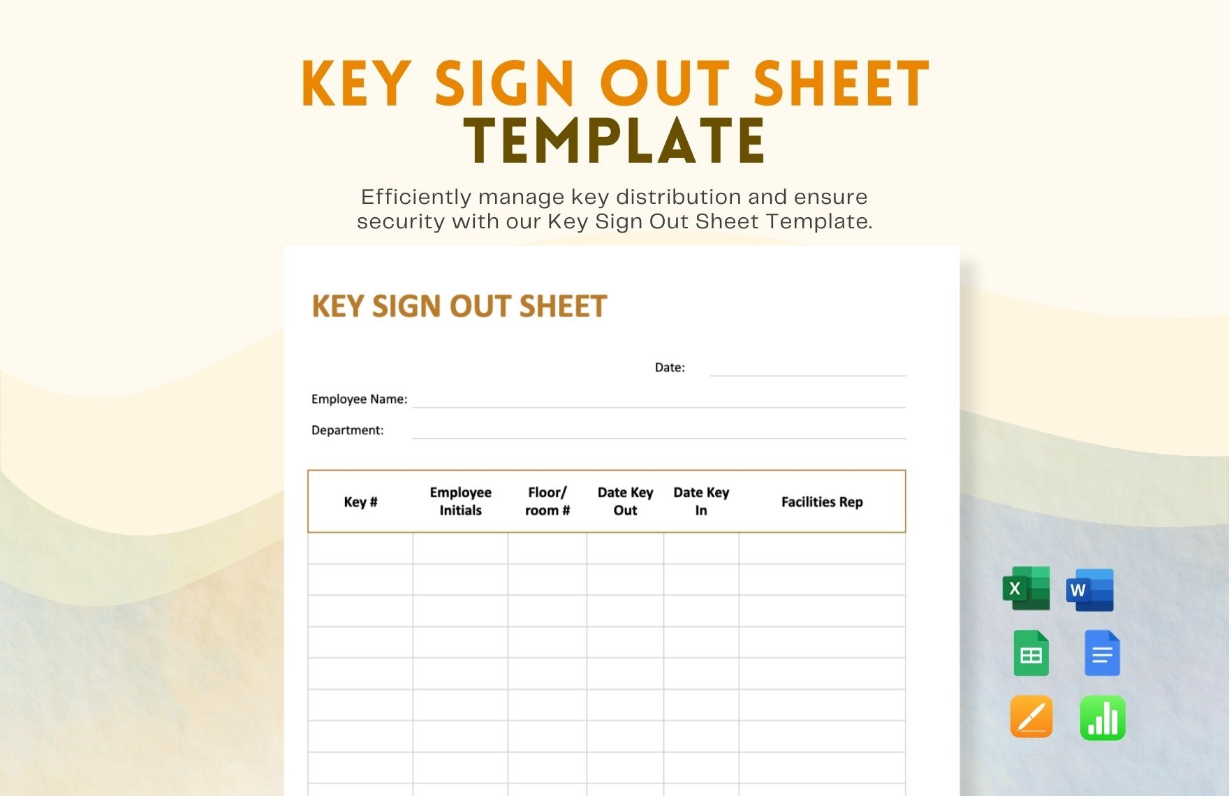 Key Sign Out Sheet Template in Word, Google Docs, Excel, Google Sheets, Apple Pages, Apple Numbers