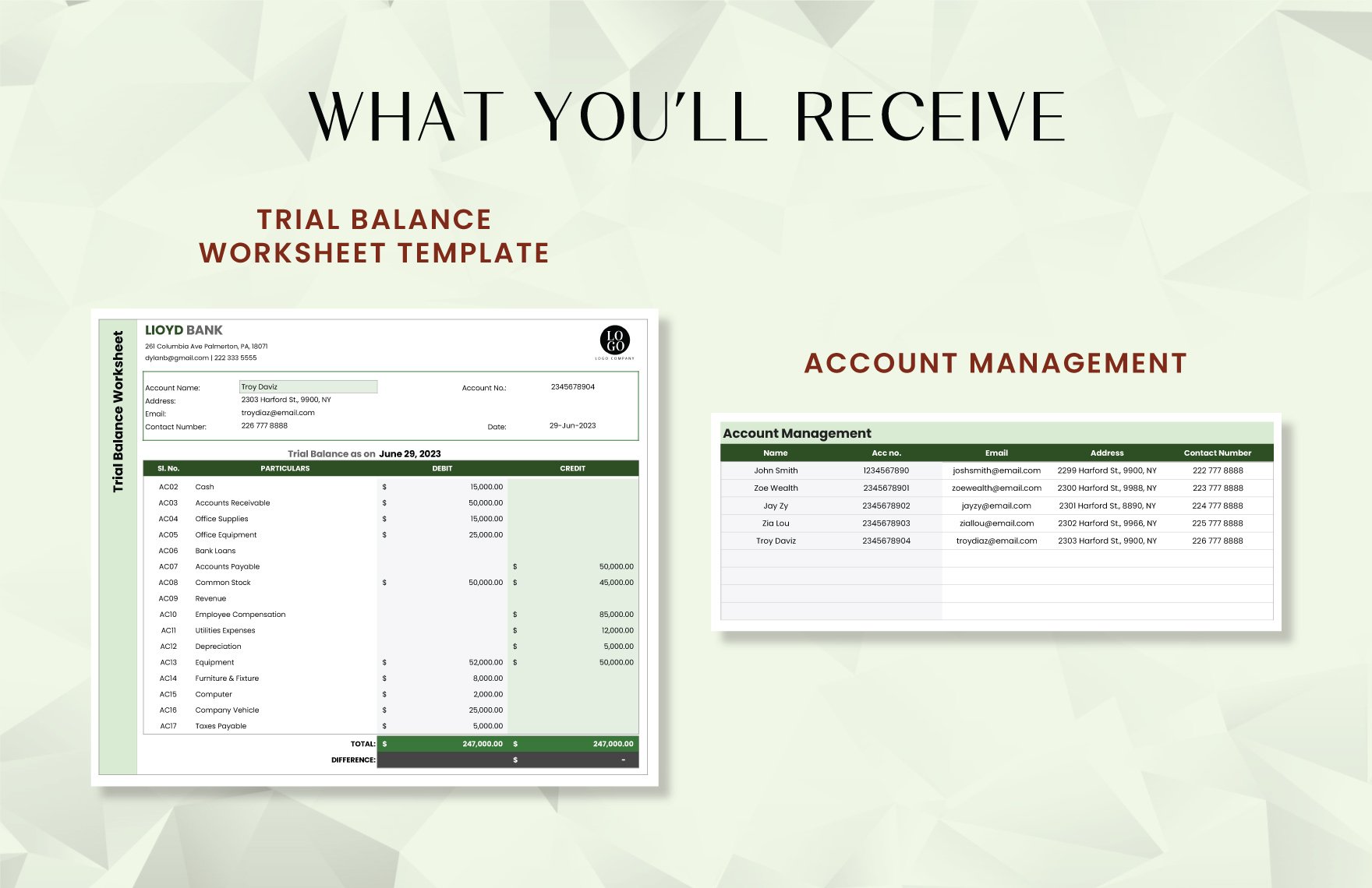Trial Balance Worksheet Template