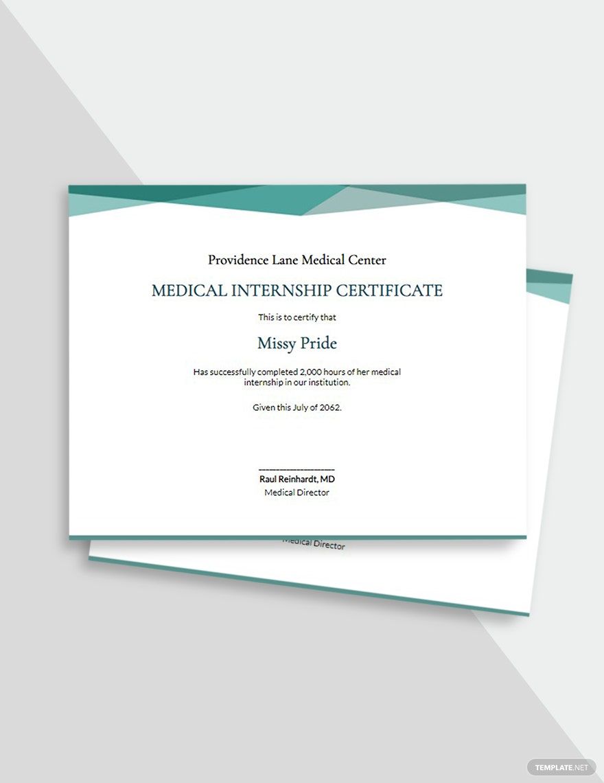 Medical Internship Certificate Template in Word, Google Docs, Pages - Download | Template.net