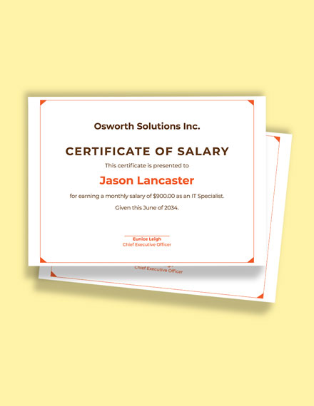 Monthly Salary Certificate Template Word Template